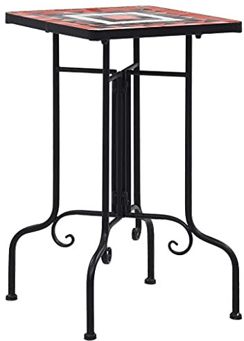 INLIFE Table d'appoint en mosaïque en terre cuite et céramique blanche