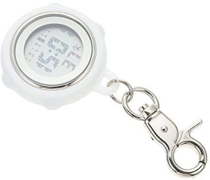 ULTECHNOVO Montre Porte-Clés Montre de Poche Numérique de Poche Ronde Portable Unisexe Couvercle en Silicone Clip sur Fob pour Enfants Hommes Infirmières