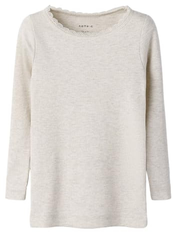 Name IT Mädchen Nmfkab Ls Top Noos T Shirt 13198042,Peyote Melange,122-128