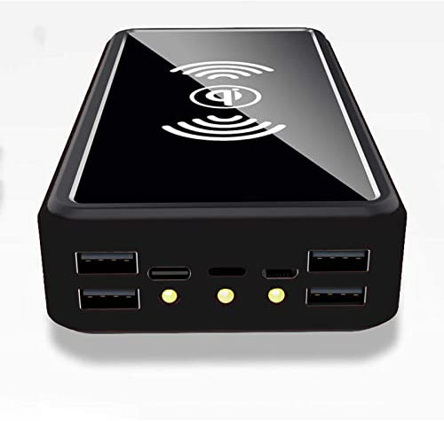 Wttfc Chargeur Solaire Power Bank Solaire 500000mAh Batterie Externe Solaire sans Fil avec 4 Sorties et 3 Entrées et Lampe de Poche LED Batterie Solaire Portable pour iPhone Samsung iPad etc,Noir