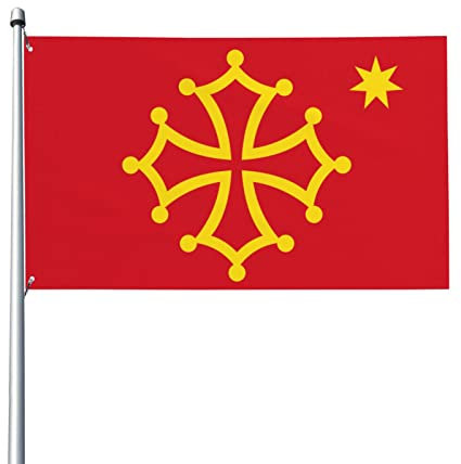 Bandiera dell'Occitania (con stella) Bandiera 3x5 piedi Patio Giardino Prato Decorazione di benvenuto Banner Bandiere per feste per interni