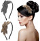 Sibba 2 Stück Stirnbänder Damen Stirnbänder 1920er Jahre Haarschmuck Gold Strass Schwarz Silber Kristall Braut Hochzeit Pins Spitze Kopfschmuck Stück Perlen Clip Ostern Party Art Deco (Grau/Gold)