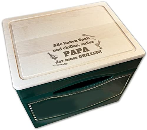 Bierkastensitz Motiv Grillen mit Name personalisiert, Holzbrett Gravur, Geschenkidee für Männer, Oktoberfest, Vatertag, Papa, Opa Geschenk Geburtstag, Bierkasten Hocker, Holz, Bierbank, Biergeschenk