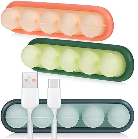 Cabilock 3pcs Cable Clips Wire Cord Organizer Silicone Cable Storage Holder Desk 4-Slot Cable Management Holder for Power Cords USB Charging Cable Earphone PC
