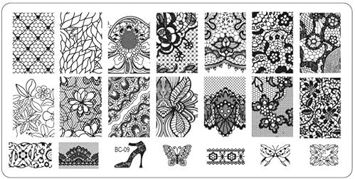 Nail-Art - Stamping-Schablone BC-09 - Nail Stamping - Nagel Kunst Template Schablonen