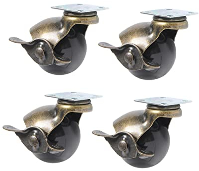 VILLCASE 4stücke Kugelrollen Stuhlrollen Home Office Möbel Schwenkplatte Mit Kapuze Lenkrollen Bronze Für Ersatz Oder Neubau An Stühlen Tischen Regalen