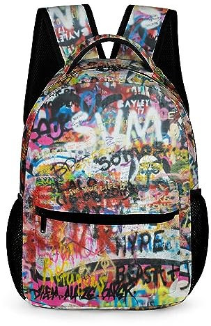 WCEECE Schulrucksack Jungen Teenager Personalisierter Graffiti Street Schulranzen Wasserdichter Großer Rucksack Jugend,Kinderrucksack