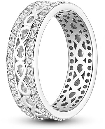 NARMO 925 Sterling Silber Ring für Frauen Twisted Infinity Cubic Zirkonia Ring Band Stapelbare Ringe Größe 60mm