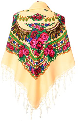 Schal, traditionell, ukrainisch, polnisch, mit Fransen, Blumenmuster, Halstuch, Kopftuch