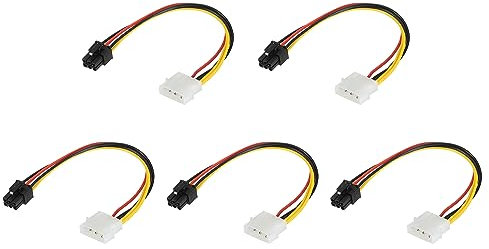 sourcing map Cavo PCI Express da 4 pin a 6 pin maschio PCIE scheda grafica, adattatore convertitore di alimentazione, cavo connettore 220 mm/8,7 per scheda video, confezione da 5