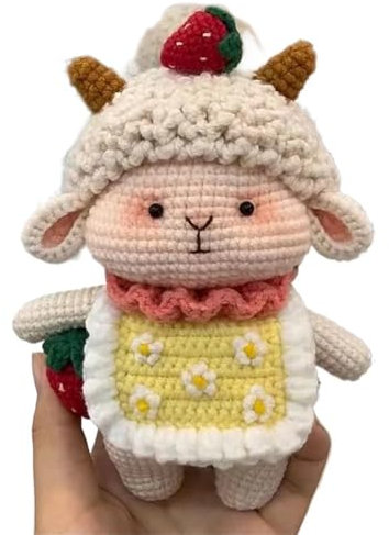 Häkelset für Anfänger, Handstricken, Häkeltier-Set, Plüschpuppe, Garnnadeln, einfach für Anfänger, mit Video-Tutorial Häkelnadel, Strick-Schlüsselanhänger, DIY-Kit (Farbe: Schaf)