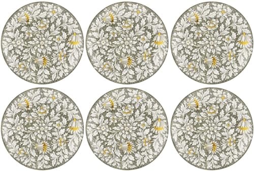 Casa Padrino luxury ceramic plates set of 6 olive green/multicolored Ø 40 cm - Handmade & hand painted dinner plates with floral design - Hotel & restaurant accessories - Made in Italy