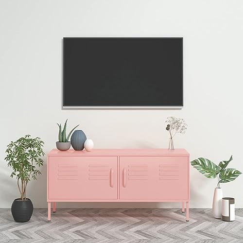 LAPOOH TV-Schrank Rosa 105x35x50 cm Stahl, TV Lowboard, Fernsehschrank, Fernsehtisch, Fernseher Schrank, TV Sideboard, TV Board, TV Cabinet, TV Bank, TV Kommode - 336229
