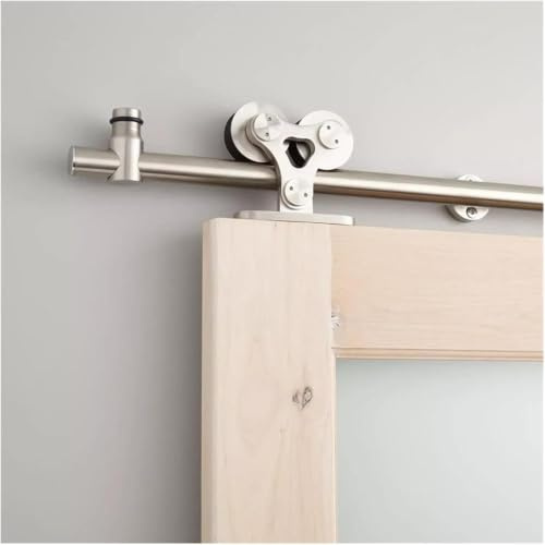 Kit de herrajes para puerta de granero Conjunto de pista de hardware de puerta corredera interior de acero inoxidable de montaje superior Resistente y resistente.(Color:183cm(6ft) kit)
