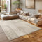 HomebyHome Kurzflor Teppich 300x400 (280x370 cm) Beige - Hoch-Tief 3D Effekt, Waschbar, Flauschig und Extra Weich - Skandinavisch Boho Muster für Wohnzimmer, Schlafzimmer und Esszimmer