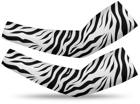 Zebra weißes Fell UV-Sonnenschutz Armstulpen passend für Männer und Frauen – ideal für Sport und Outdoor-Aktivitäten, Stil: 45, S