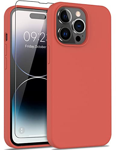 bemal for iPhone 11 Pro Max Case with Screen Protector - Slim Fit Shockproof Liquid Silicone Cover - Soft Microfiber Lining - Designed for Women and Girls - Protective Phone Case-Orange
