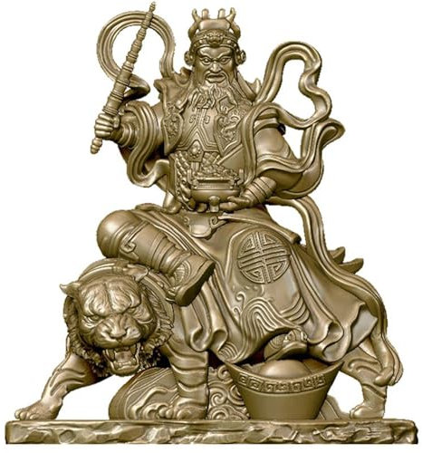 LONDAEE Kavallerie-Tiger-Krieger, Gott des Reichtums, Bronze-Statue, Heimdekoration