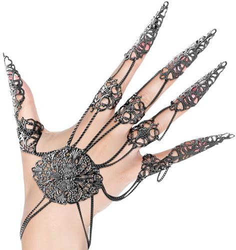 YEAMLTE Finger Kralle Kette, Kralle Armband, Armband Kralle, Kettenfinger Armband, Armband Lang Finger, Schmuckzubehör für Mädchen und Frauen für Halloween, Cosplay