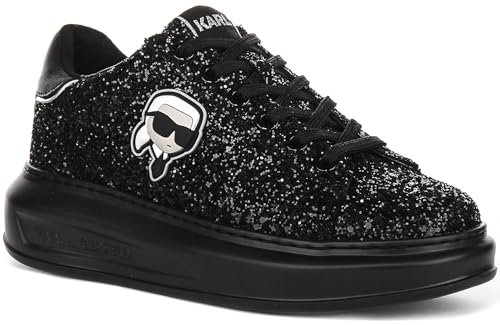 KARL LAGERFELD Kapri Damen Nft Lo La Low Cut Glitter Shine Plateau Sneaker, Schwarz , 40 EU