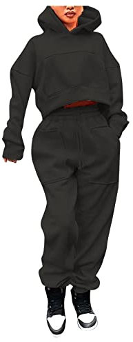 Damen Dick Baumwolle Hausanzug Weich Leichter Fitness Jogging Jogginganzug Sweatsuit Casual 2 Stücke Festliche Trainingsanzug Sweatanzug Pullover und Sporthose Tracksuits Zweiteiler