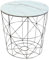 Trendi Round Side Table with Removable Marble Effect Tray | Wire Metal Storage Basket | Modern Bedside Table for Bedroom, Living Room, Balcony, or Hallway | Corner, Tea, Sofa, and End Table (White)