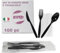 HYPER form Set Posate Riutilizzabili Nere, Tris Forchetta Coltello Cucchiaio e Tovagliolo 100 Pezzi