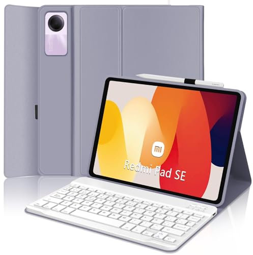 JADEMALL Funda con Teclado para Xiaomi Redmi Pad SE 11, Teclado Bluetooth Inalámbrico Desmontable Magnético con Funda Protectora Delgada para Tablet Xiaomi Redmi Pad SE 2023 11 Pulgadas, Púrpura