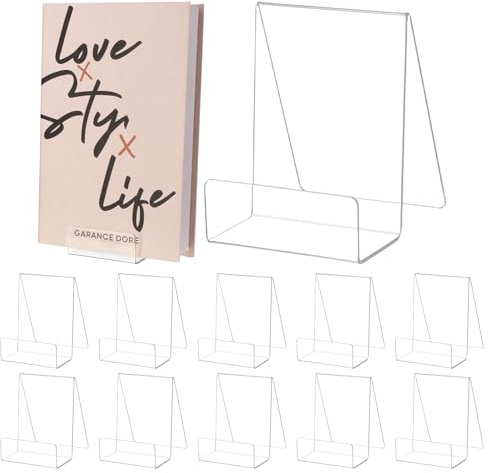 QWORK® 12 Stück Acryl Bücherständer, Transparenter Displayständer, Bücherständer, für Bücher, Alben, Kunstwerke