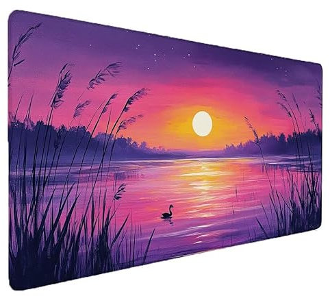 Tapis de Souris Coucher de Soleil, scène Tapis de Souris Gamer XXL 1500x800x3mm Étanche Antidérapante Mouse Pad avec Coutures sur Les Bords - sous Main Bureau pour Gamer, PC,Ordinateur Portable S-880