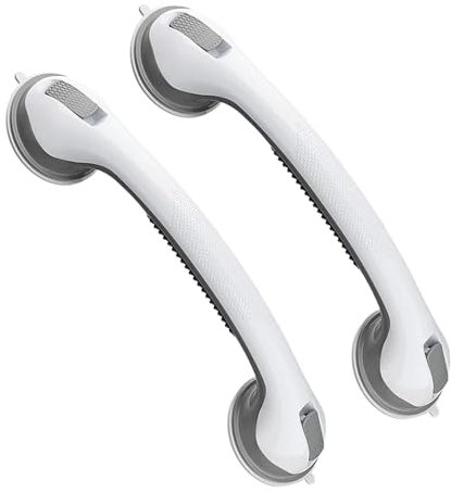 2X Barra de Agarre para Baño. Agarradera de Baño con Ventosa Antideslizante. Asa de Seguridad para Bañera 42 cm. Pasamanos de Ducha para Ancianos, Discapacitados, Niños, etc. Peso Maximo 100Kg.