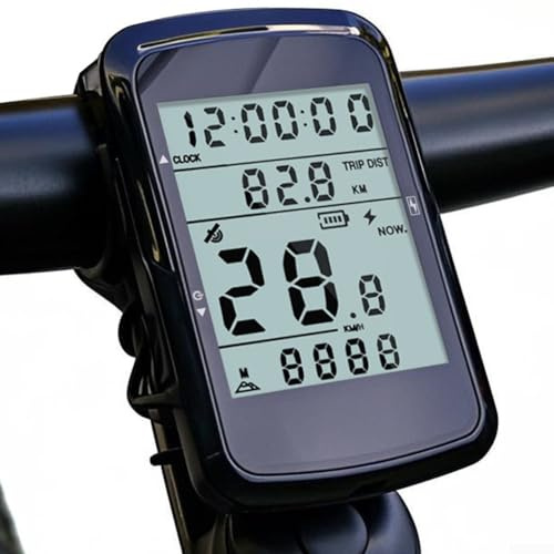 Fahrrad Wireless Computer, GPS Tacho und Kilometerzähler mit 2,4 Zoll LCD, 28 Stunden Akkulaufzeit, Autokalibrierung Metriken