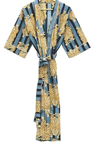 INDACORIFY Bedruckter Kimono-Bademantel, Loungewear, Baumwoll-Kimono-Bademantel und Strandüberzug, bedruckte lange Strandkleidung (DE/NL/SE/PL, Alphanumerisch, 0, Muster-4)