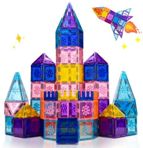 Xekel Magnetische Bausteine 40 Teile, Magnetbausteine Kinder mit Starker Magnete Kinder & Magnetsteine, Magnetfliesen - Kreatives, lehrreiches Spielzeug ab 3 Jahre