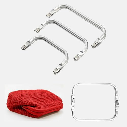 leruiyezs 3 delar Virkväska stängning, väska med stängning av aluminiumlegering, U-formad design, storlek 16 cm, 18 cm, 22 cm, bekvämt inre handtag, gör-det-själv-väsktillbehör