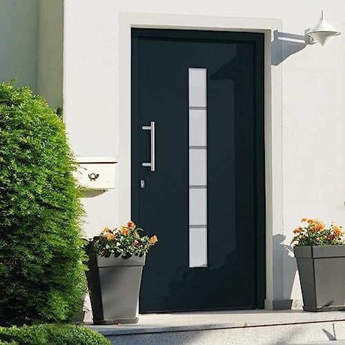 Generico Porta d'Ingresso in Alluminio e PVC Antracite 110x210 cm,Antracite,74.13kg,3056817