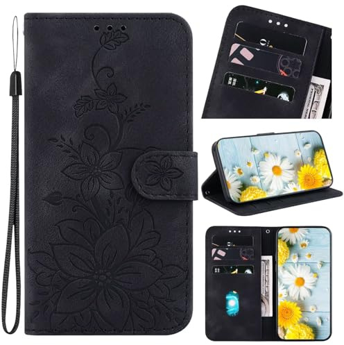 SLWYF Handyhülle für Sony Xperia XZ3 Hülle, Premium PU Lederhülle Klappbar Tasche Klapphülle mit Magnet Kartenfach Standfunktion Schutzhülle mit 3 Kartenfächern, Schwarz