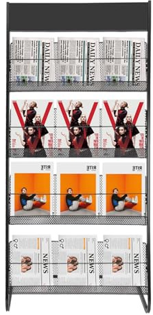 GAOUSD Présentoir à Brochures 4 Niveaux Portable Support de Magazine Porte-Brochures sur Pied,Pour la Présentation de Magazines, Journaux, Brochures, Livres