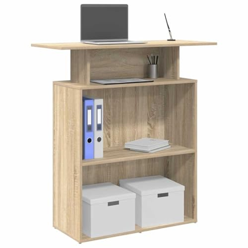 HFXHIJXQ Empfangstresen Sonoma-Eiche 100 x 40 x 104 cm Holzwerkstoff mit Regal Höher Tresen Schreibtisch Robust für Büro Praxis Salon