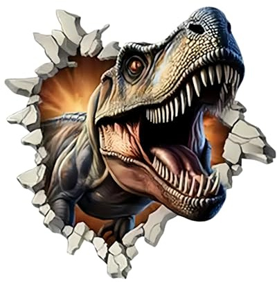 T-Rex 3D Vinyl Autoaufkleber 14 cm 2er Set, wasserdicht glänzend, Dinosaurier Motiv für Auto SUV Motorrad Wohnmobil Helm Laptop, langlebiger Stoßstangenaufkleber, Fahrzeugaufkleber UV-beständig
