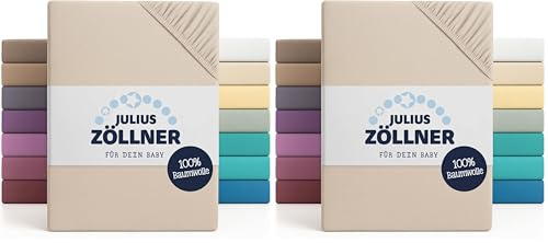 Julius Zöllner Jersey Spannbettlaken für Wiegen 90x40cm und Stubenwagen, 100% Jersey-Baumwolle, Oeko-TEX Standard 100 Zertifiziert, Gr. 90x40cm, 2er Pack, Shell