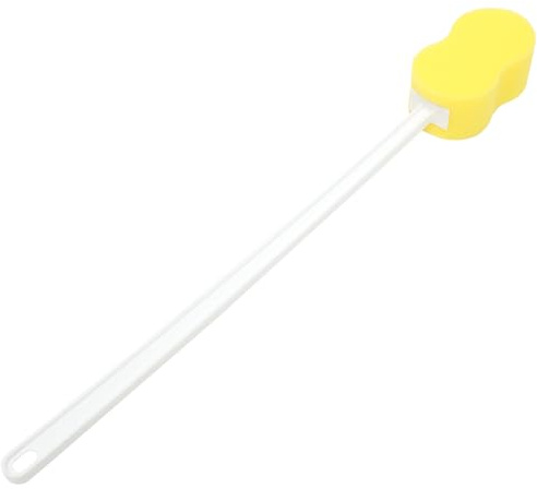 Brosse de Bain à Long Manche pour Corps et Dos, Éponge Jaune | Usage Quotidien, Mousse Facilitée, Poignée Pp, Longue Durée, pour Pieds et Autres Parties du Corps