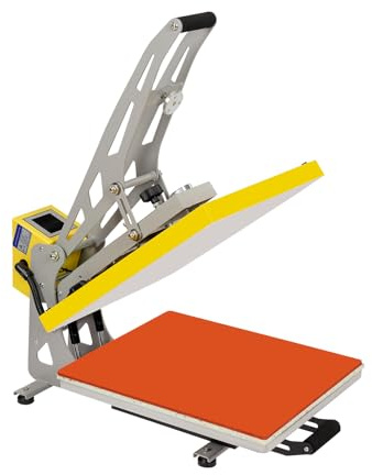 Prensa de transferencia 40 x 50 cm 2500 W Heat Press prensa de calor con pantalla táctil LCD, temperatura 0-250 °C, temporizador 0-999s, semiautomática electromagnética para camisetas, color amarillo