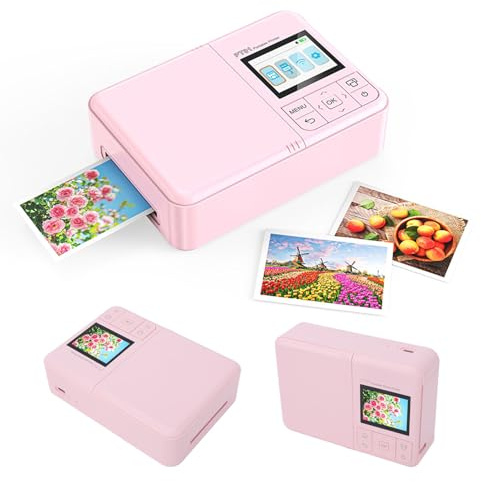VBESTLIFE Rosa Fotodrucker mit Tintenstrahltechnologie, 600 DPI Tragbarer Bilddrucker für Smartphones, Bluetooth 5.0, 2x3 Zoll, Reisen, Geschenk