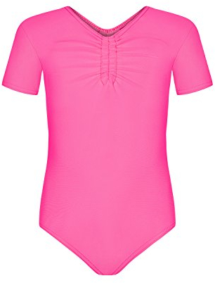 Assoluta Mädchen Kinder Kurzarm Gymnastikanzug Ballettanzug neon pink 122