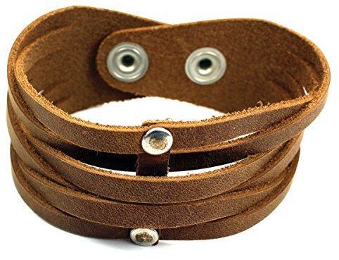 Sulla Breites braunes Lederarmband modisches Leder Armband Band mit Druckknöpfen handgemacht in Deutschland für das Handgelenk Armreif