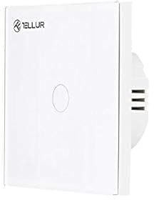 Tellur SMART Touch Switch WiFi, Smartphone-App, Kompatibel mit Alexa und Google Assistant, 1 Gang, Weißglas-Finish