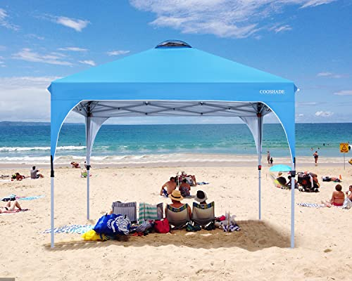 COOSHADE Pop-Up-Zelt, 25,4 x 25,4 cm, einfacher Aufbau, sofortiger Sonnenschutz, Strandmuschel, tragbar, Sport, kühl, Himmelblau