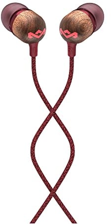 House of Marley Kopfhörer mit Kabel 'Smile Jamaica'- In-Ear Kopfhörer mit Mikrofon, 1-Knopf Steuerung & Geräuschisolierung, inkl. 2 Gel-Aufsätzen und verwicklungsfreies Kabel (Rot)