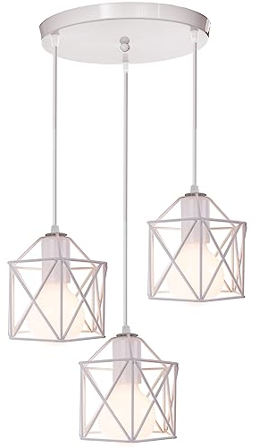 PETITES ECREVISSES 3 flammig Pendelleuchte Industrielle Vintag Hängeleuchte E27 Deckenleuchter mit Sechseck Design Lampe aus Eisen Käfig Lampenschirm für Wohnzimmer Esstisch Küche